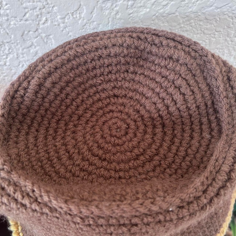 Unbranded Crochet Bucket Hat Women OS Brown Floral Boho Cottagecore 3D Flower - Picture 6 of 7